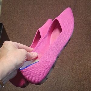 Rothys Hot Pink Points Ballet Flats Shoes 8